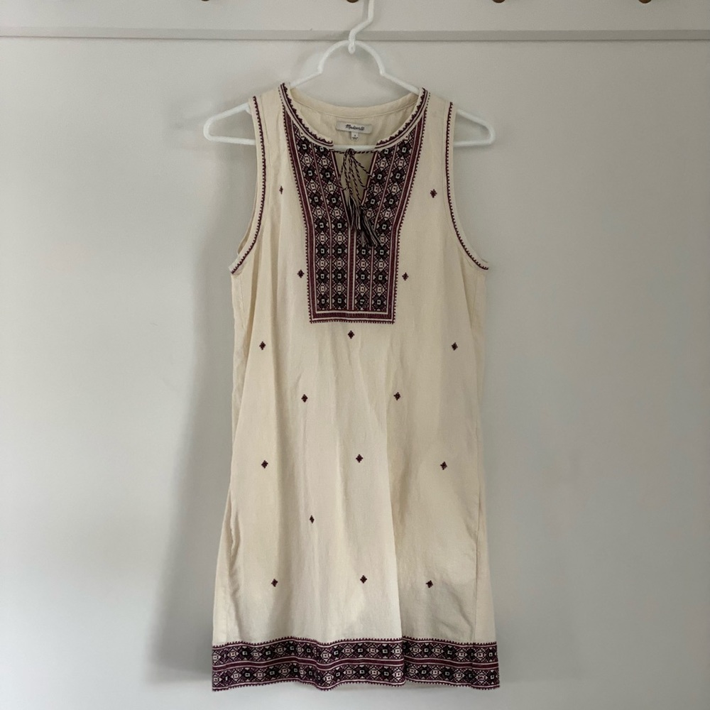 MADEWELL Off White Linen Sleeveless Mini Dress